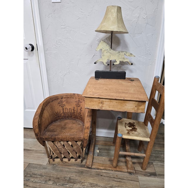 Vintage Folk Art Adjustable Wooden Running Horse Weathervane Lamp For Sale - Image 10 of 11