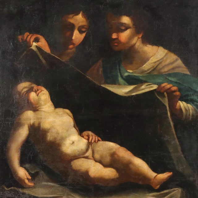 Adoration of the Child, 17th Century, Oil on Canvas, Framed For Sale - Image 3 of 12