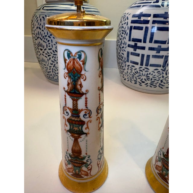 Late 20th Century Lenox Tall Porcelain Salt and Pepper Shakers With Brass Tops For Sale - Image 5 of 10