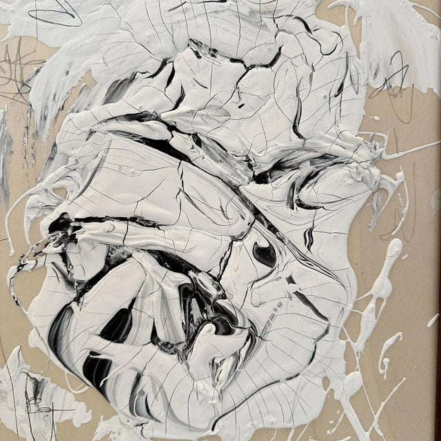 This beautiful Contemporary Abstract Painting on Canvas in Black and White by Felix Bachmann was made 2023. The pieces is...