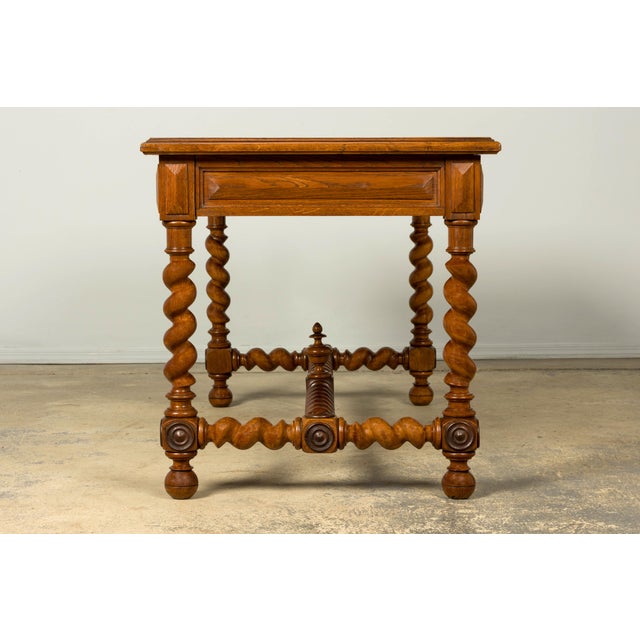 Late 19th Century French Louis XIII Oak Writing Desk With Barley Twist Legs For Sale - Image 14 of 18