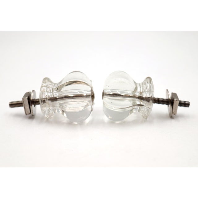 Traditional Pair of Antique 1.25 In. Hexagon Glass Cabinet Drawer Knobs For Sale - Image 3 of 4