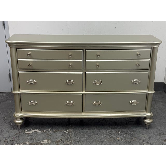 Wood Benjara Champagne Metallic Dresser For Sale - Image 7 of 12