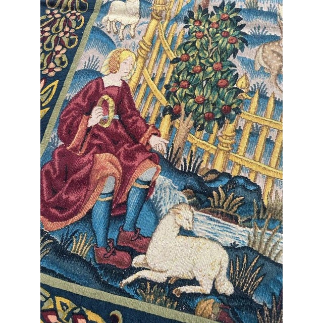 French Screen-Printed Silk Tapestry with Enchanted Park in the style of Aubusson, 1950s For Sale - Image 6 of 18