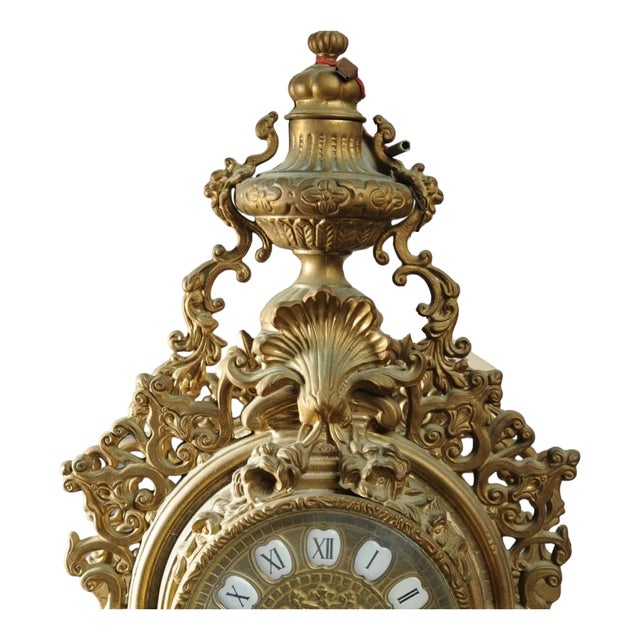 Classical Roman Pasargad DC Les Classiques Brass Mantel Antique Clock For Sale - Image 3 of 5