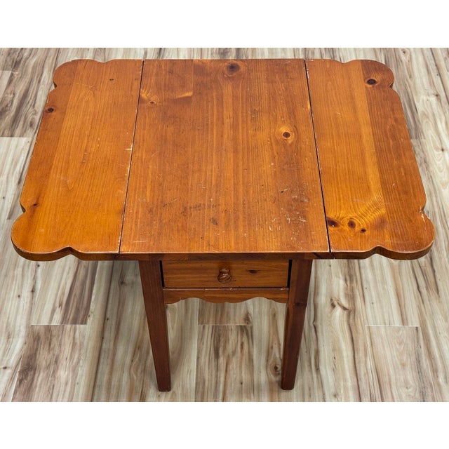Vintage Broyhill Pine Drop Leaf Side Table For Sale - Image 10 of 16