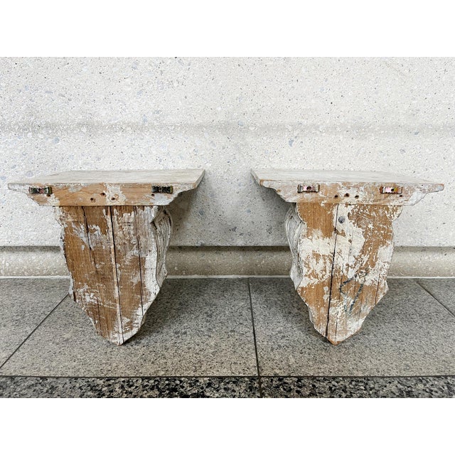 Antique White Painted Wood Wall Brackets - A Pair For Sale - Image 12 of 12