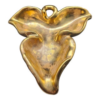 Vintage Stangl Hand Painted Granada Gold Leaf Candy Trinket Dish #5146 For Sale