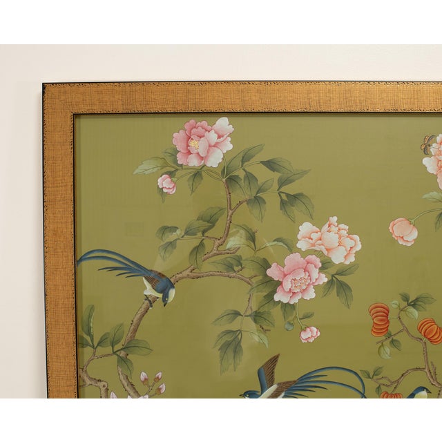 2000 - 2009 Pair of Chelsea House Edgedale Chinoiserie Painted Silk Panels For Sale - Image 5 of 18