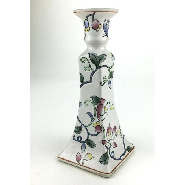 Vintage Ceramic Hand Painted Single Candlestick For Sale - Image 10 of 10