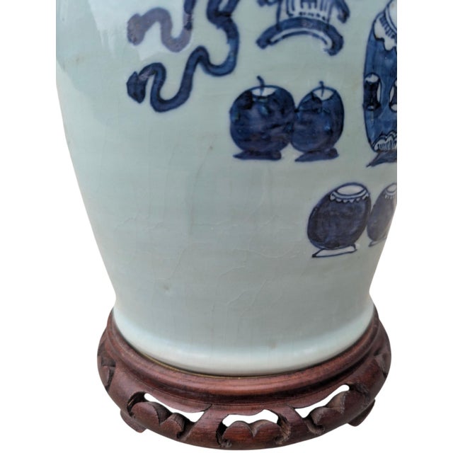 Early 20th Century Asian Antique Celadon Vase Table Lamp For Sale - Image 9 of 18