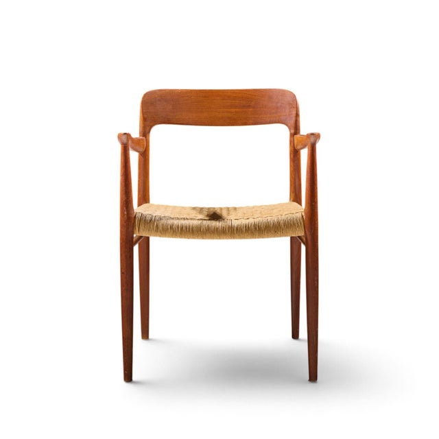 Mid 20th Century Niels Moller Model 57 Mid Century Danish Teak and Rope Captains Dining Chairs - Pair For Sale - Image 5 of 13