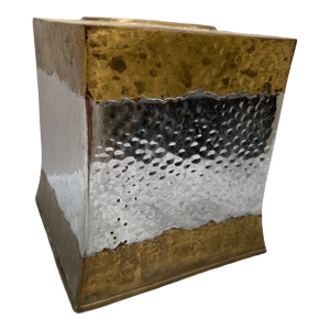 Vintage Hammered Brass Metal Tissue Box Cover