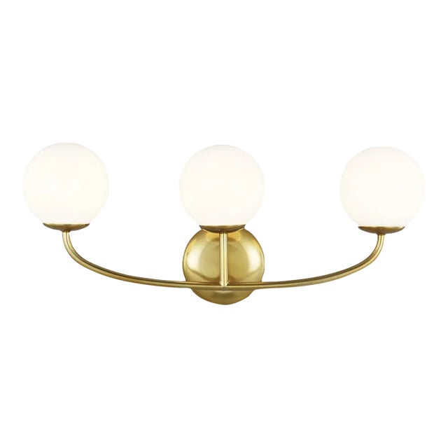AERIN By Visual Comfort Studio Galassia 3-Light Vanity Fixture in Burnished Brass For Sale