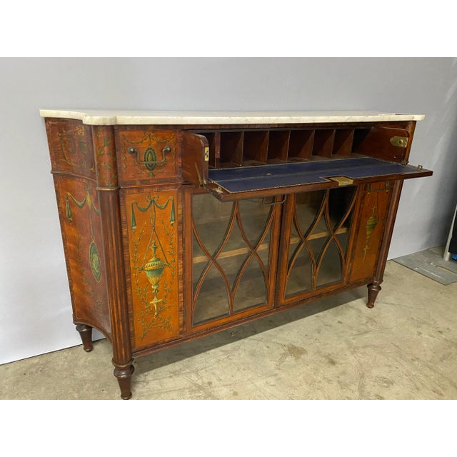 Mid 19th Century Adam Style Marble Top Credenza With a Writing Desk Drawer For Sale - Image 4 of 11