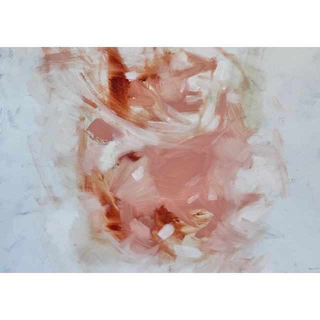 This captivating original abstract painting, titled "Ponder," invites contemplation. Bold strokes of blush and white...