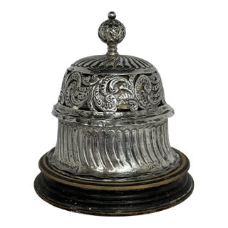 Victorian Silver Call Table Bell, Late 19th Century George Unite Silversmith Working Bell For Sale