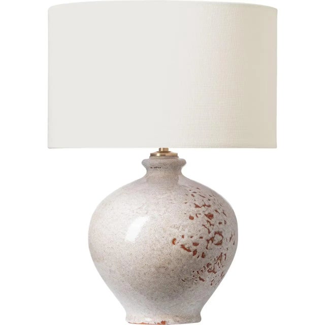 AERIN by Visual Comfort Signature Gaios 13" Cordless Accent Lamp in Pharaoh White with Linen Shade For Sale