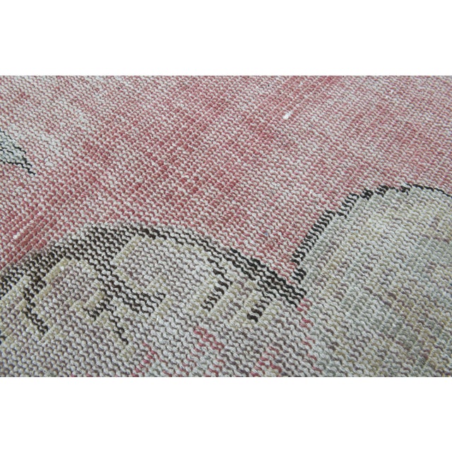 1970s Vintage Handmade Wool Cotton Pink Runner Rug For Sale - Image 10 of 11