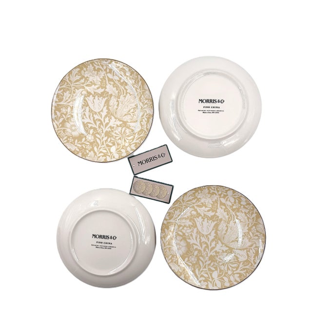 Ceramic Morris & Co Fine China Dessert Plates With Beautiful Beige Floral Pattern - Set of 4 For Sale - Image 7 of 7