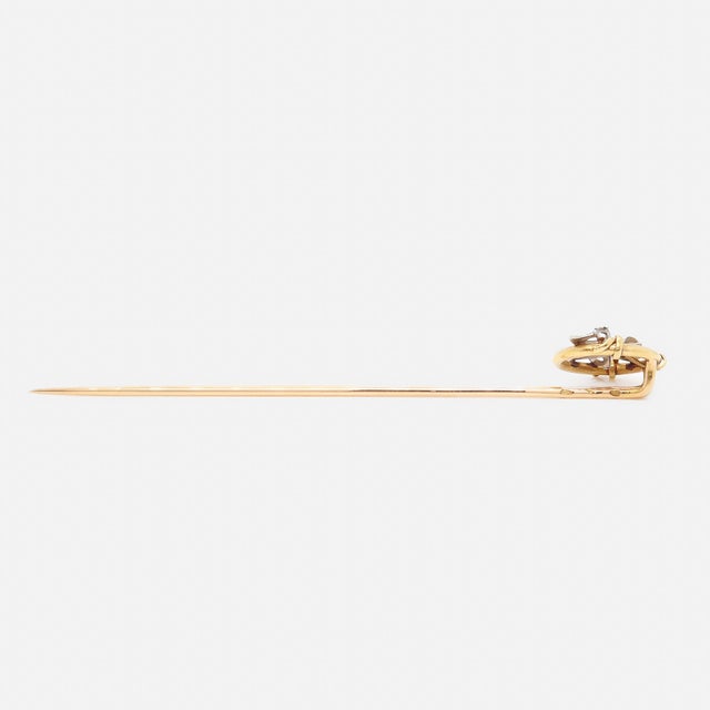 Antique French 18k Gold Stickpin With Ice Skates For Sale - Image 11 of 12