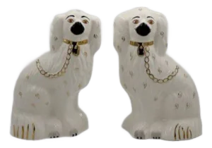 Mid Century Staffordshire Ceramic Spaniel Mantle Dogs from Beswick England, 1960s, Set of 2