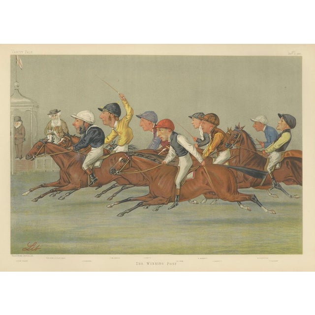 Vanity fair “the winning post” horse racing finish, victorian sporting scene, 1888 : a striking large-format vanity fair...