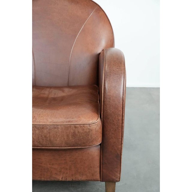 English Style Art Deco Round Cowhide Armchair For Sale - Image 9 of 14