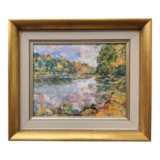 Original Impressionist Landscape Oil Painting Signed For Sale