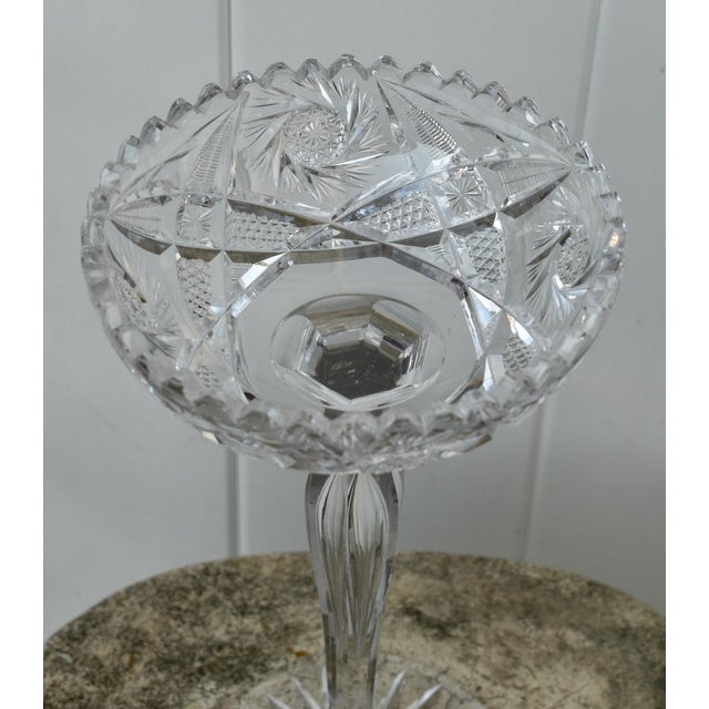 Vintage American Brilliant Cut Glass Tall Compote For Sale - Image 9 of 12