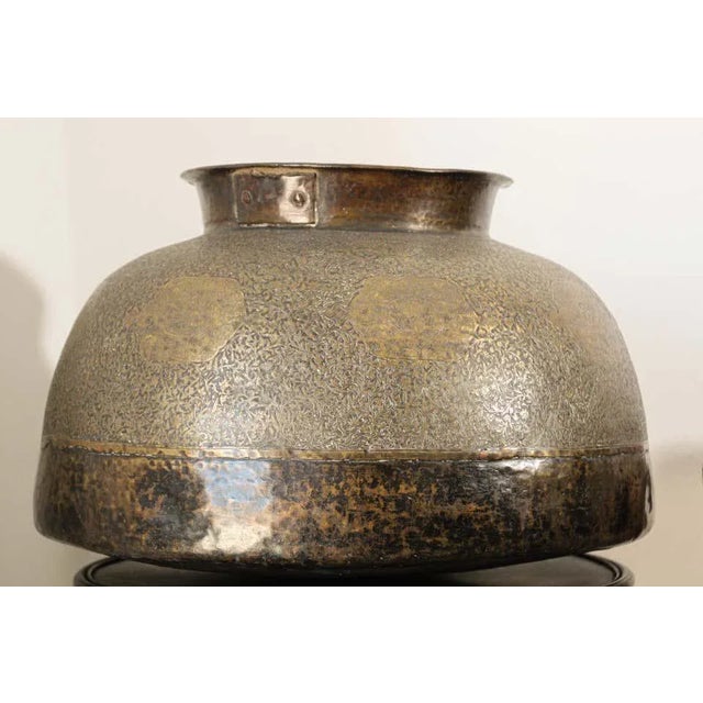 Large Antique Islamic Inlaid Indo-Persian Copper Mughal Vessel For Sale - Image 11 of 13