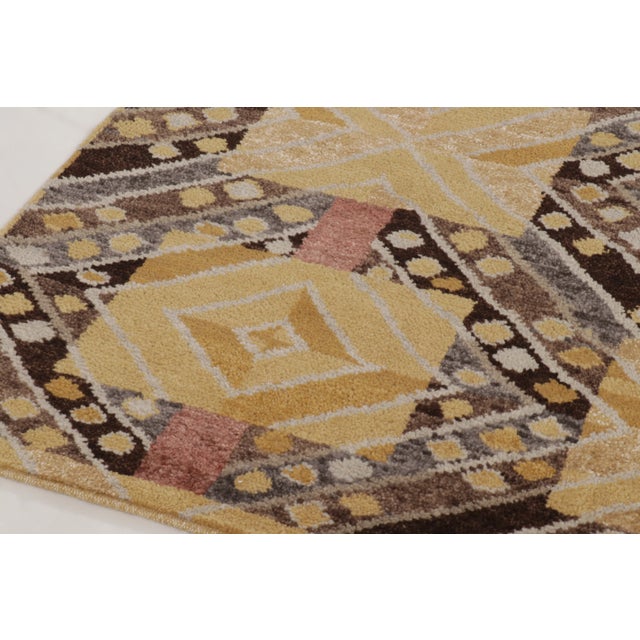 Rug & Kilim Contemporary Scandinavian Style Geometric Ochre Wool Rug by Rug & Kilim, India For Sale - Image 4 of 9
