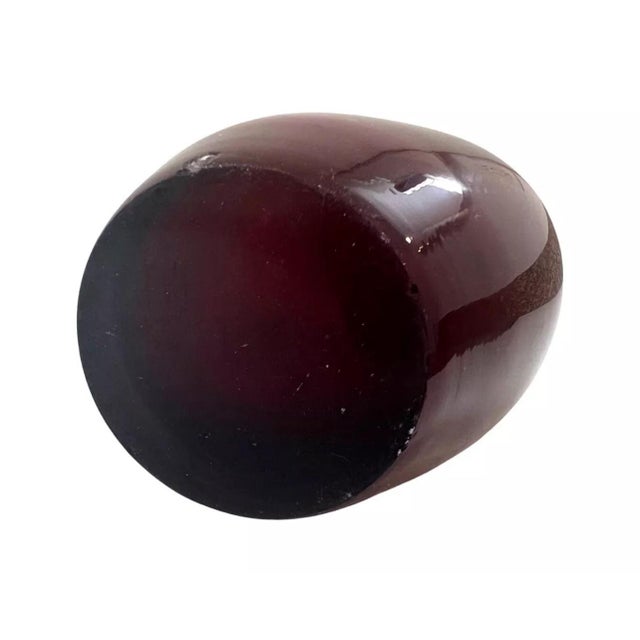 Glass Vintage Mid Century Modern Red Glass Flower Vase For Sale - Image 7 of 9