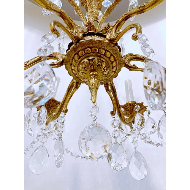 Vintage Spanish Chandelier With Crystal Prisms For Sale - Image 4 of 8