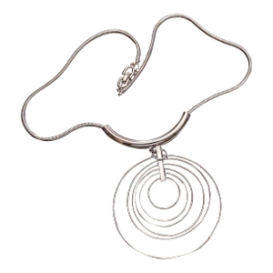 1970s Vintage Silver Mid Century Multi Disc Space Age Necklace