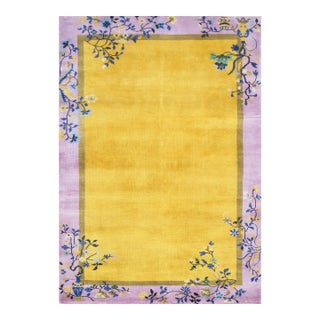 Pasargad Home Art Deco Gold Wool Area Rug, 4' 2'' X 6' 0'' For Sale