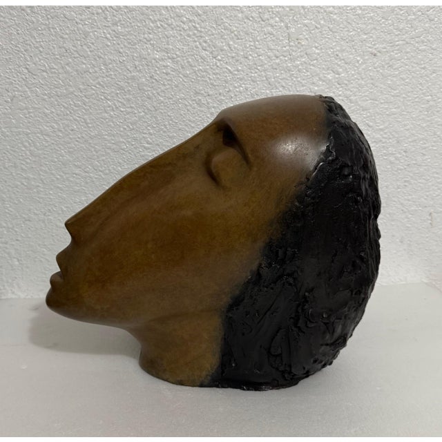 Contemporary Ruth Bloch, Large Bronze Sculpture Woman Head, After Modigliani, Ruth Bloch Israeli Artist, c.1990's For Sale - Image 3 of 18