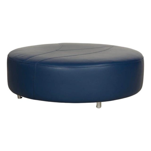 Tangram Ottoman in Blue Leather from Roche Bobois For Sale