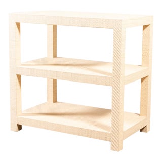 Modern Grasscloth Side Table For Sale