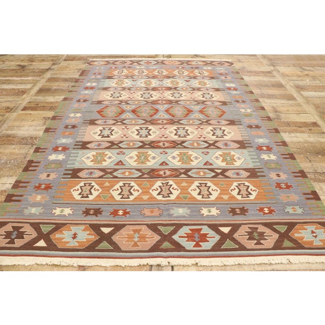 Terra Cotta Vintage Persian Shiraz Kilim Rug - 05'09 X 08'05 For Sale - Image 8 of 9