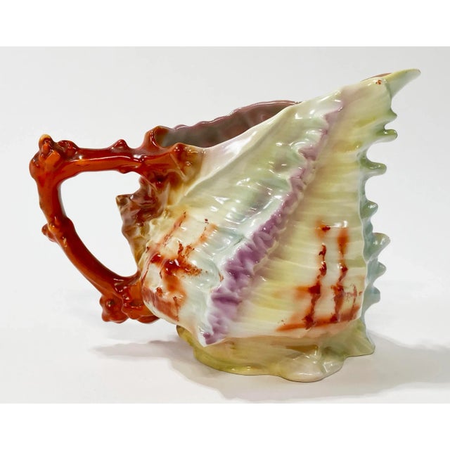 Antique Royal Beyreuth Porcelain Spikey Shell Creamer Dish For Sale - Image 4 of 7