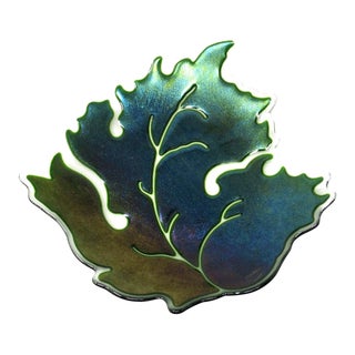 Vintage Claritas Green Fused Iridescent Glass Bowl - 1998 For Sale