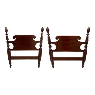 Pair of Mahogany Pineapple Finial Twin Bed Frames For Sale