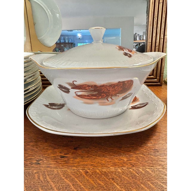 Mid 20th Century JKW Bavarian Lobster Seafood Porcelain Dinnerware - A Set of 47 Pieces For Sale - Image 9 of 12