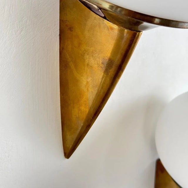 Italian Lancia Wall Sconces in Brass and Opaline Glass from Stilux Milano, 1960s, Set of 4 For Sale - Image 14 of 18