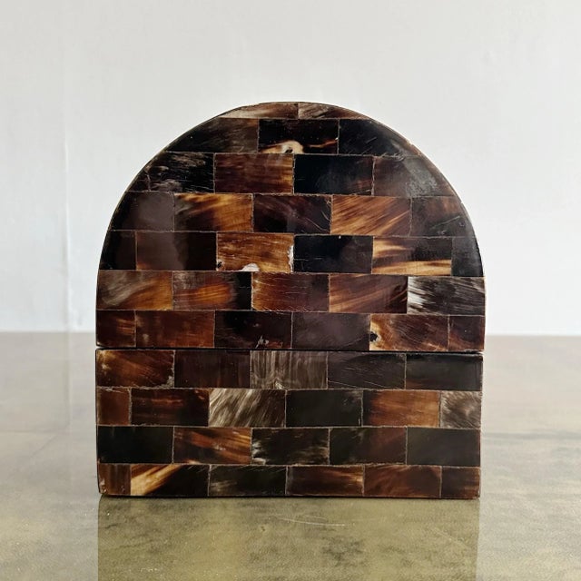 Mid-Century Modern Vintage Tessellated Horn Dome Top Box For Sale - Image 3 of 9