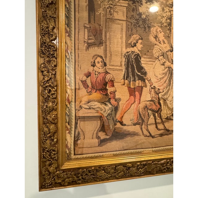 Early 20th Century Large Vintage Aubusson Style Venetian Scene Tapestry in Giltwood Frame, Early 20th Century For Sale - Image 5 of 11
