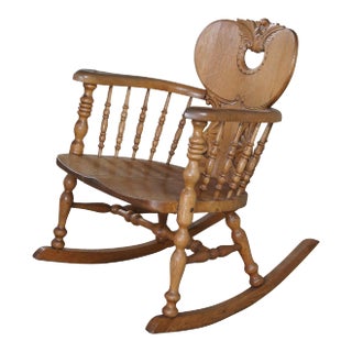 Late 19th Century Antique Late Victorian Carved Quarter Sawn Oak Barrel Back Rocking Chair For Sale