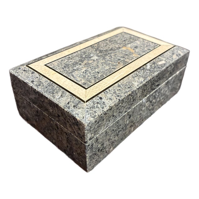 Tessellated Stone Jewelry Box From Maitland-Smith For Sale