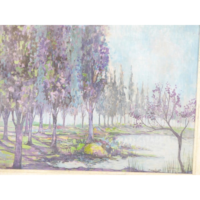 This 20th century painting is signed in the lower right corner, Pruneda, '63, the image size is 30"H x 42.5"W.